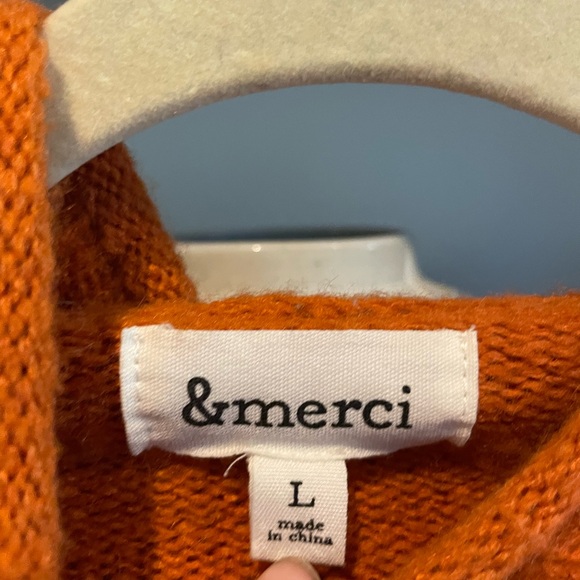 Orange Wool Sweater with Hoodie - Picture 4 of 5